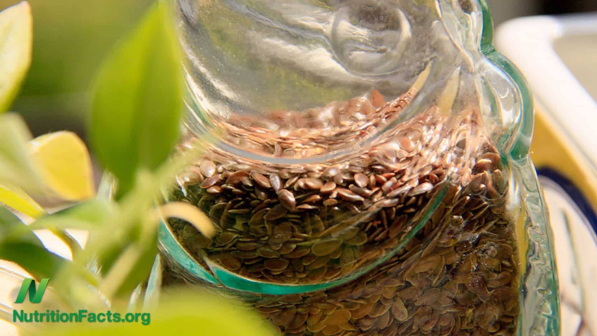 jar of brown flax seeds