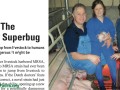 photo of a pig slaughterhouse alongside an article snippet
