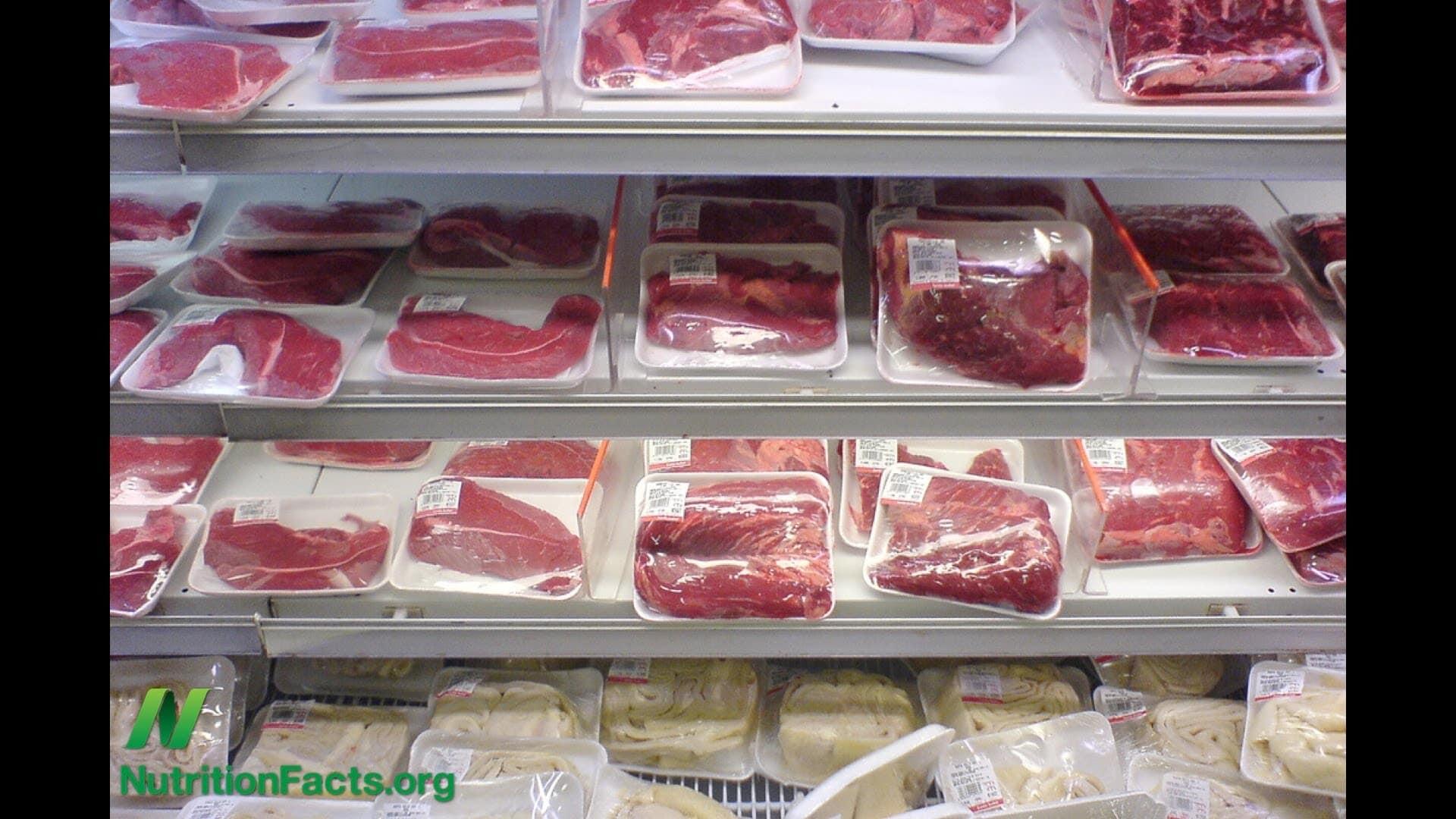 shelves of packaged meat