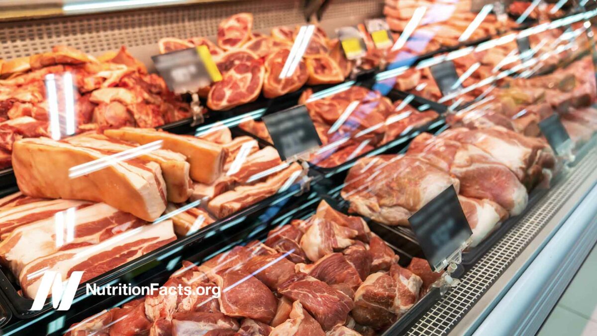 meat in cooler in grocery store