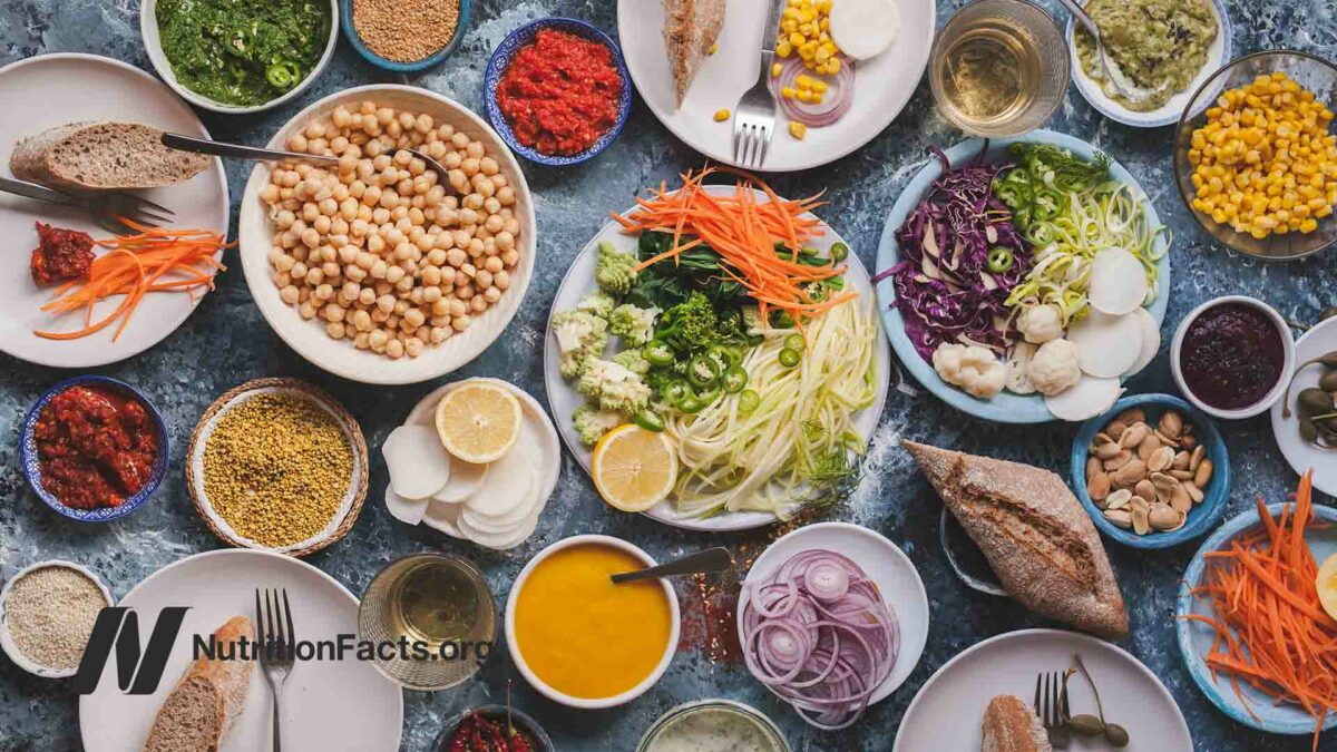 many plates of plant-based foods