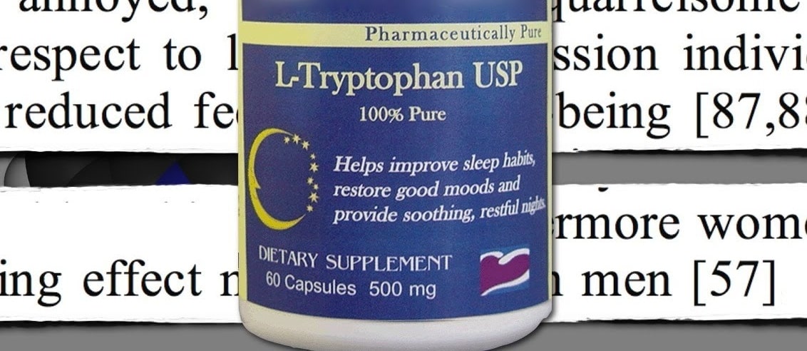 bottle of L-tryptophan supplements