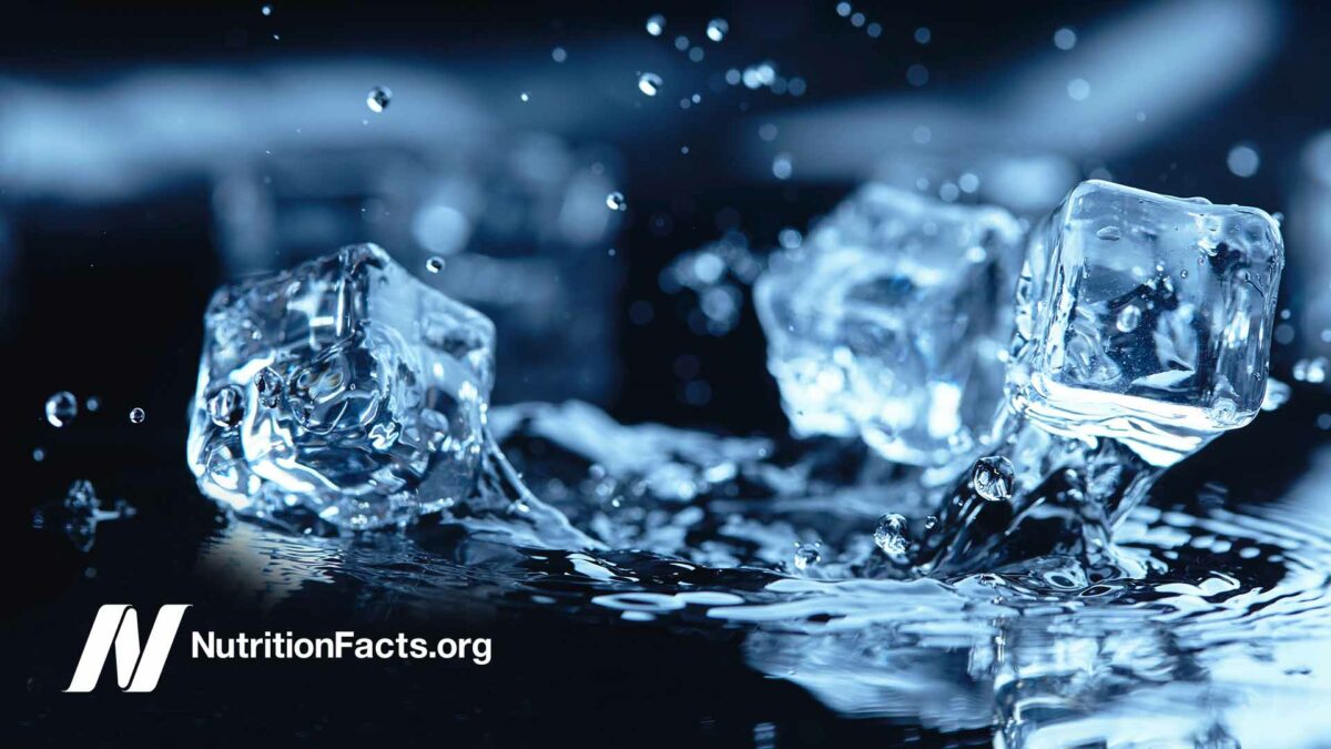 ice cubes dropping into water