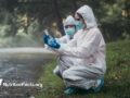 scientists gathering samples outside