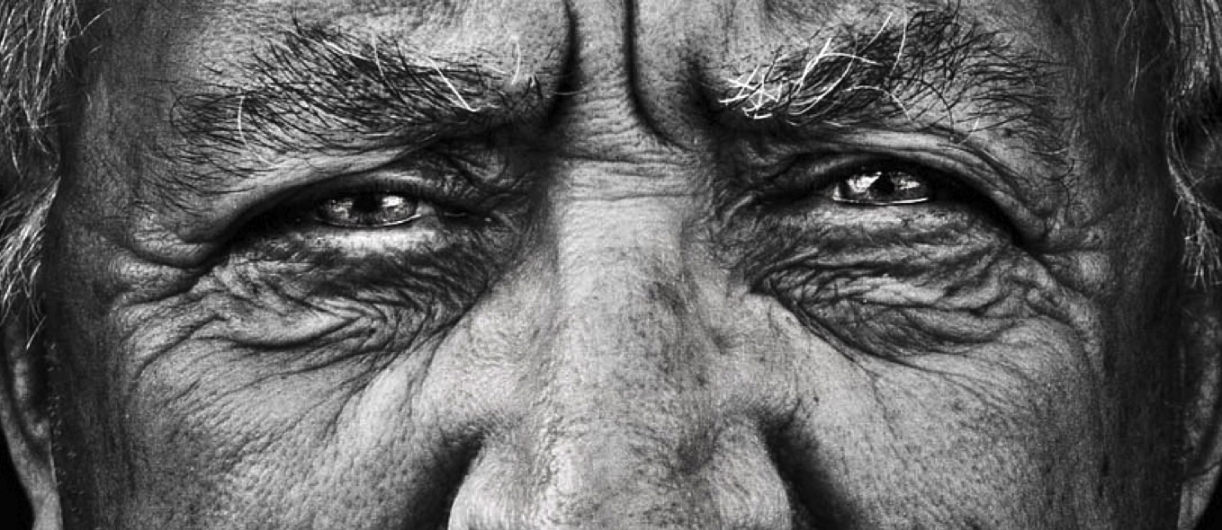 close-up of older person's face