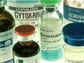 bottles of various chemotherapy drugs