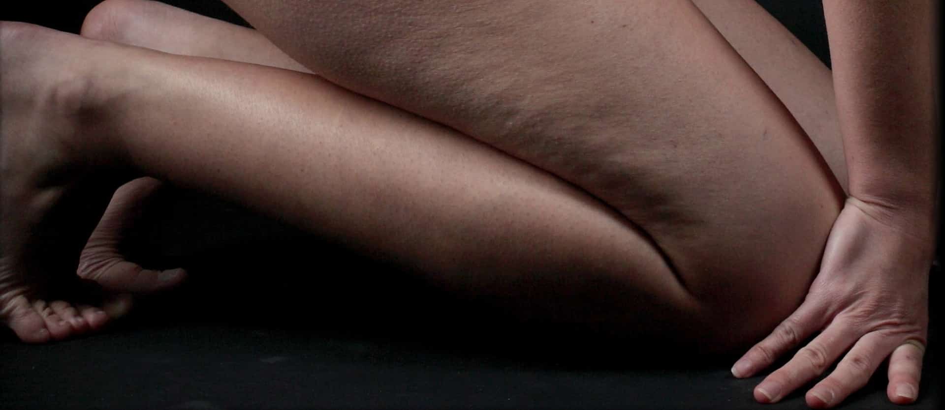 close-up of a person's thigh