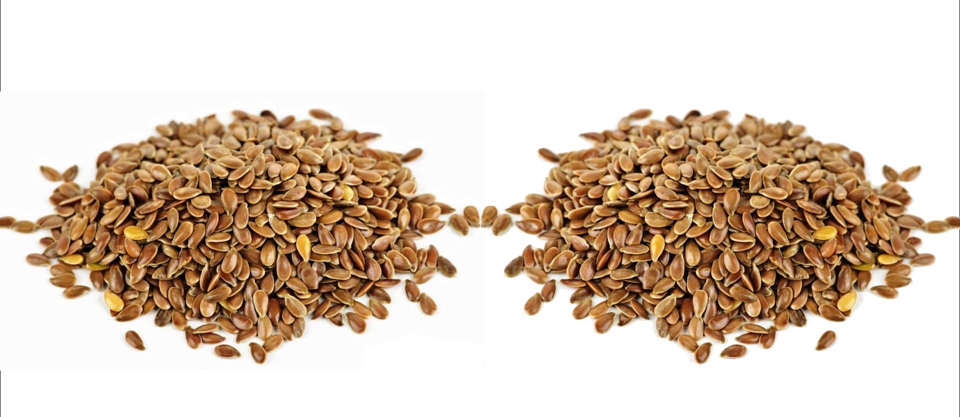 two mounds of flaxseeds
