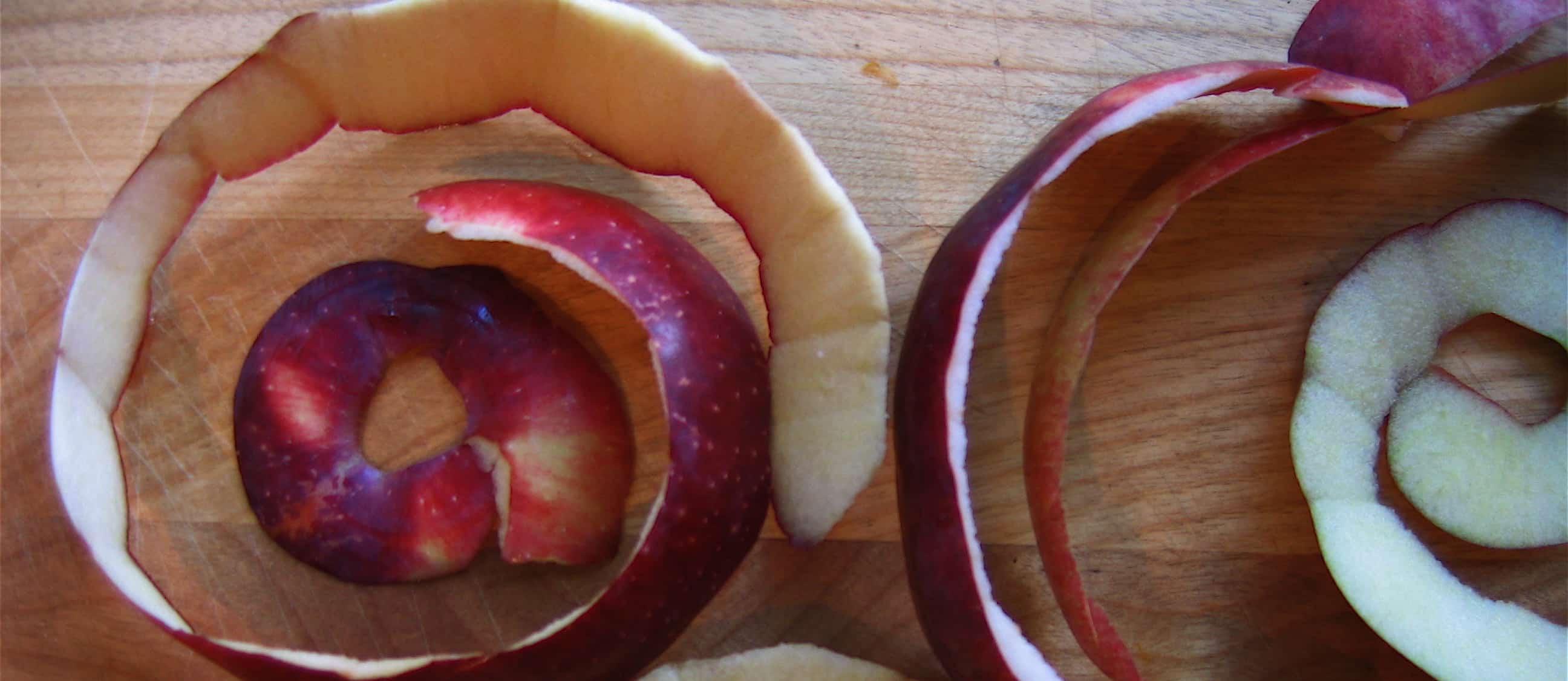 spiralled apple skins