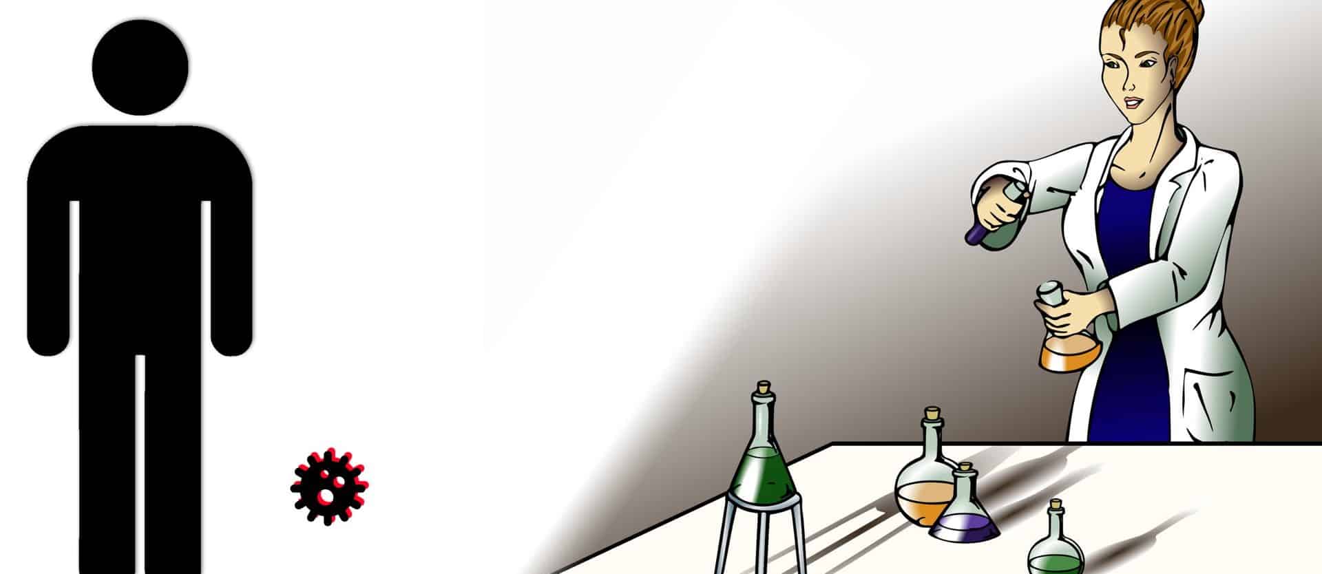 illustration of a person working with lab equipment