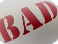 egg with the word "bad" stamped on it