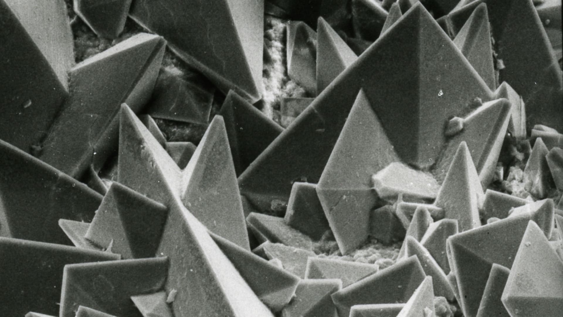 black and white image of sharp shapes
