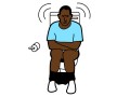 illustration of a person sitting on a toilet