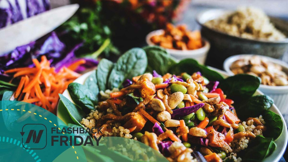 dishes of assorted colorful plant-based foods
