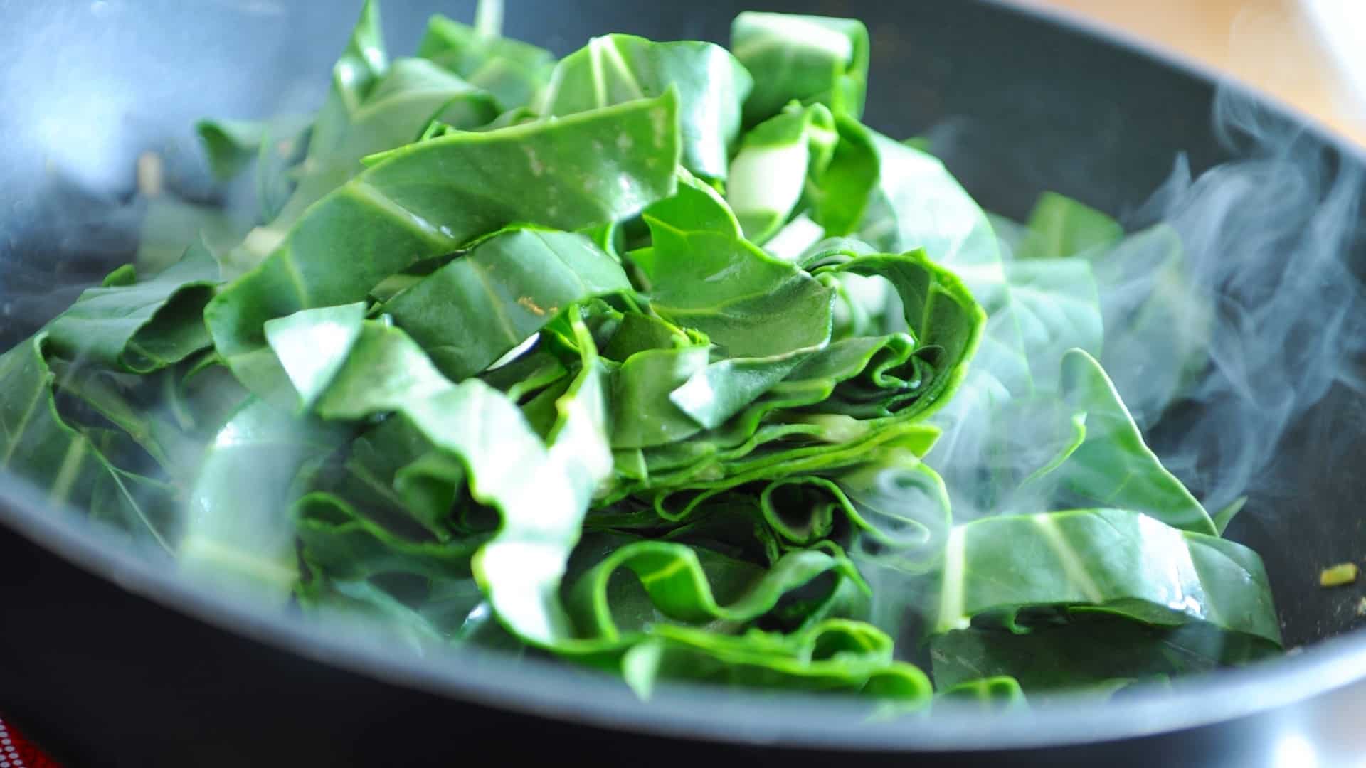 pan of sliced kale