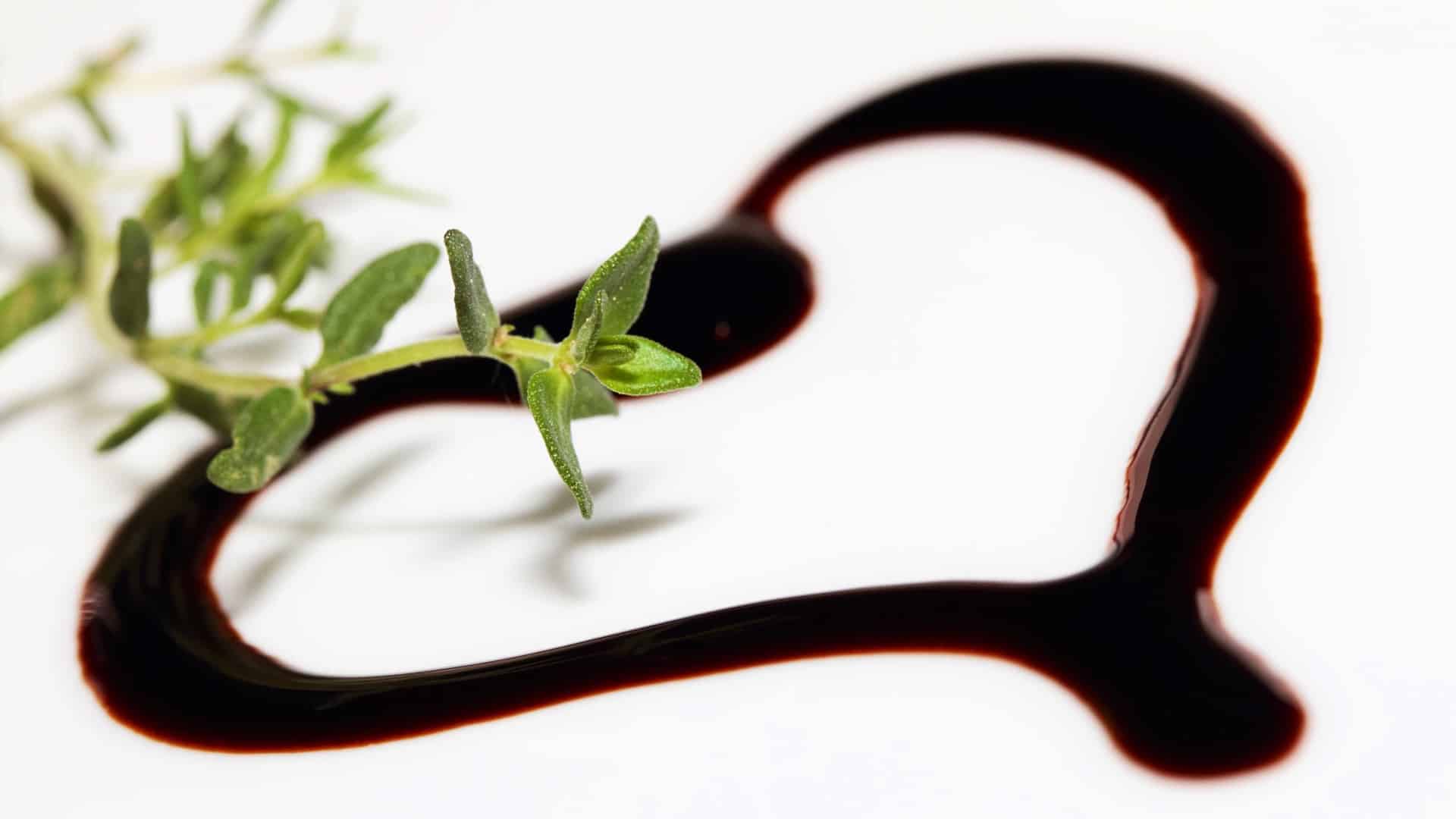 shape of a heart made with balsamic vinegar
