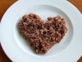 plate with rice shaped into a heart