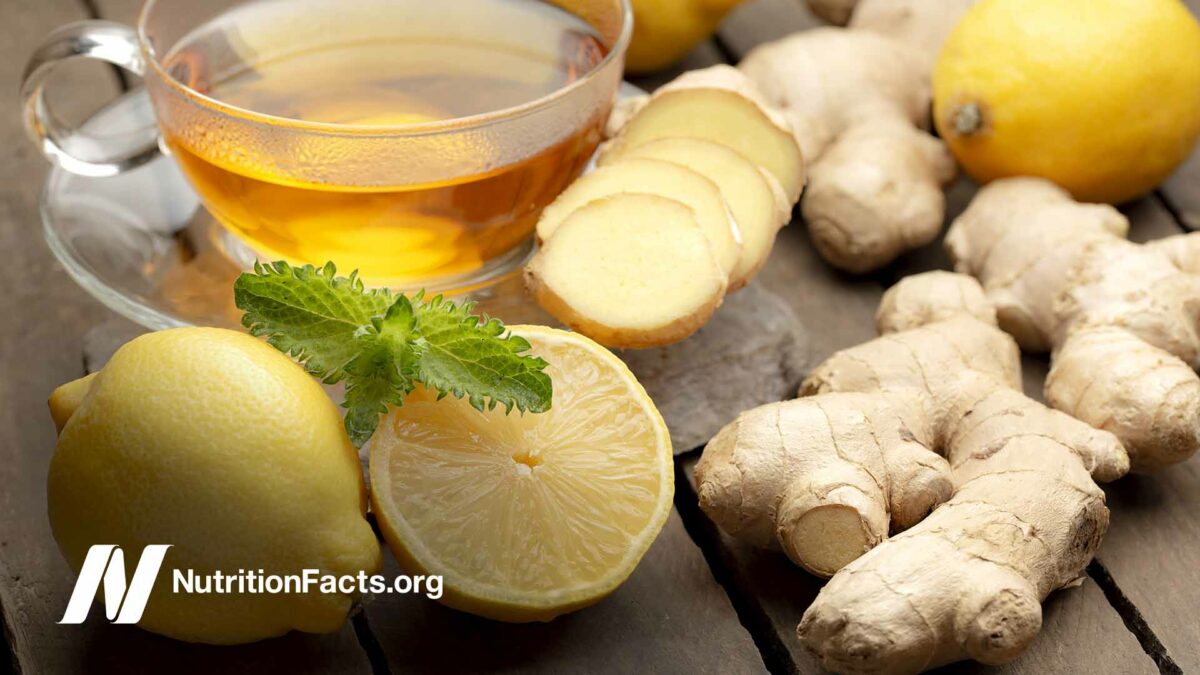 whole and sliced ginger and ginger drink