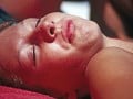 woman sun tanning