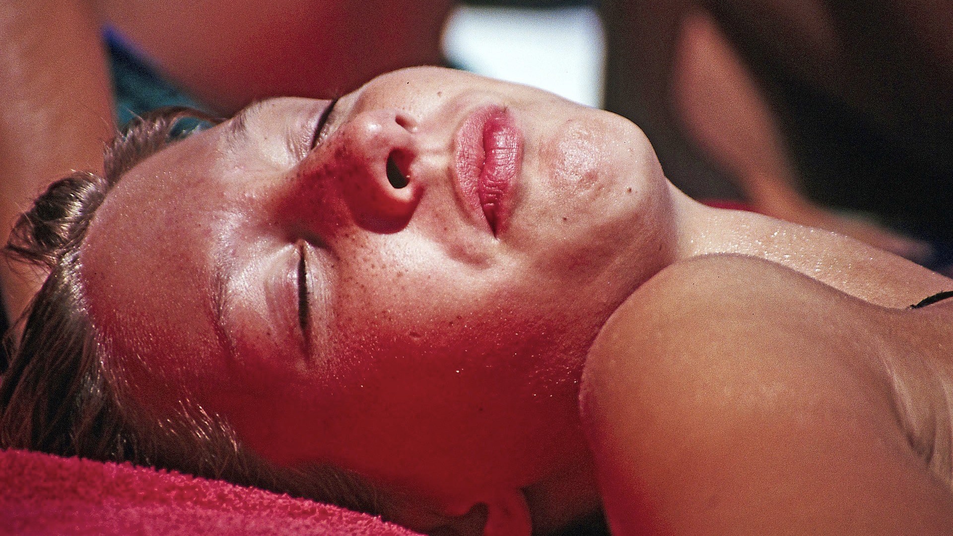 woman sun tanning