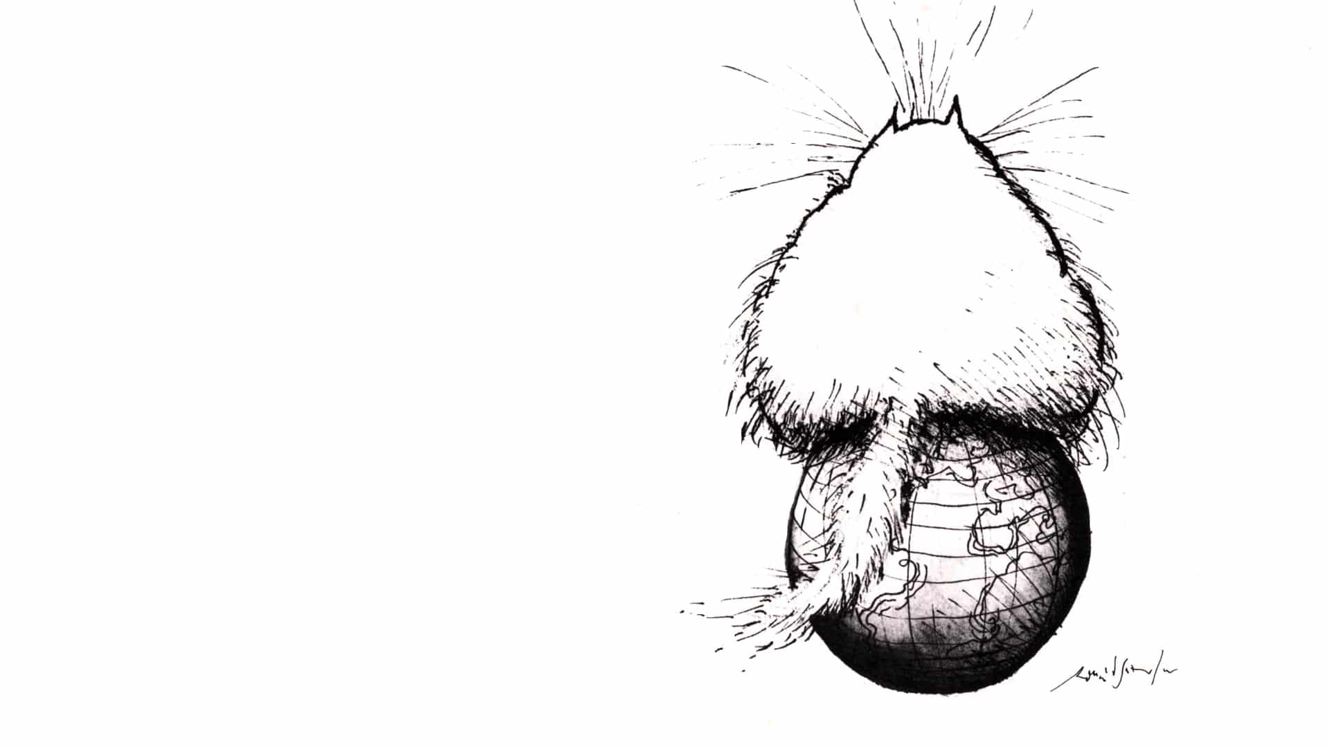 illustration of a fat cat sitting on a globe