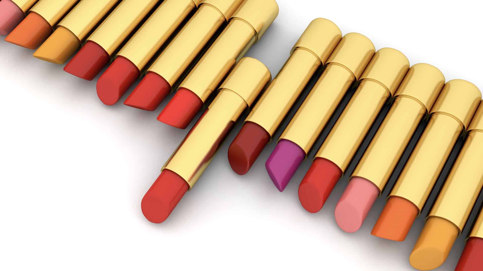 rows of various colors of lipstick