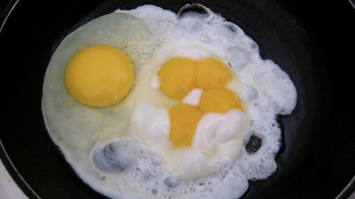 eggs frying in a pan