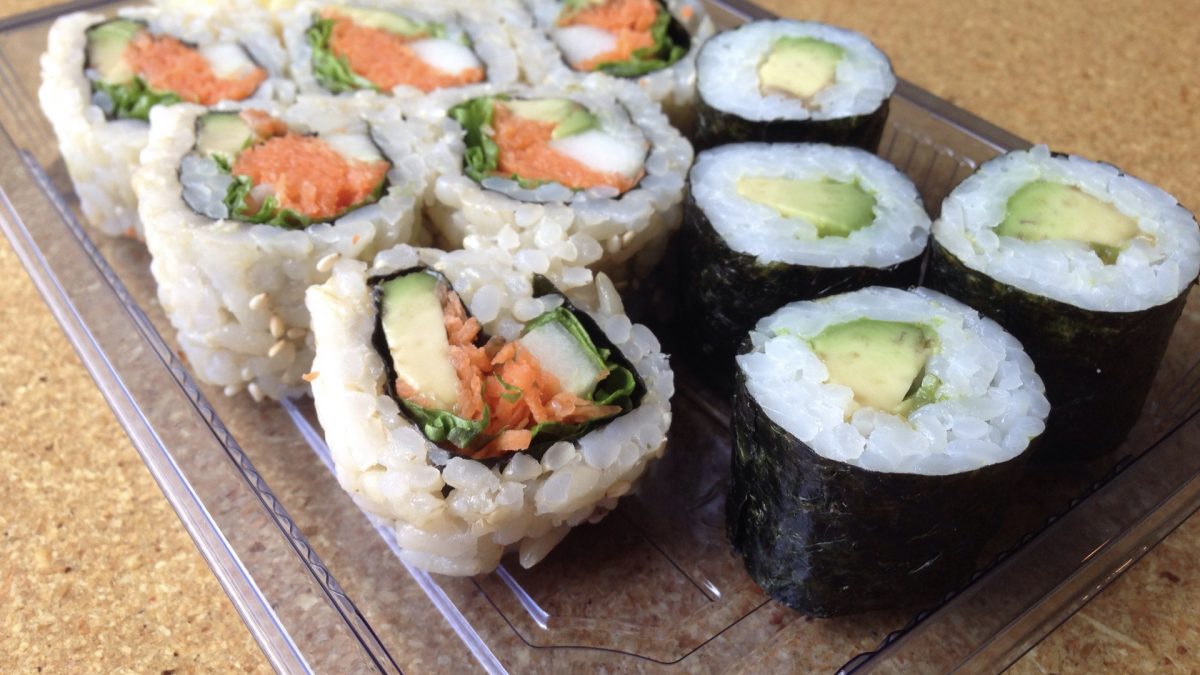veggie maki and california rolls