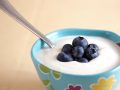 bowl of yogurt and blueberries
