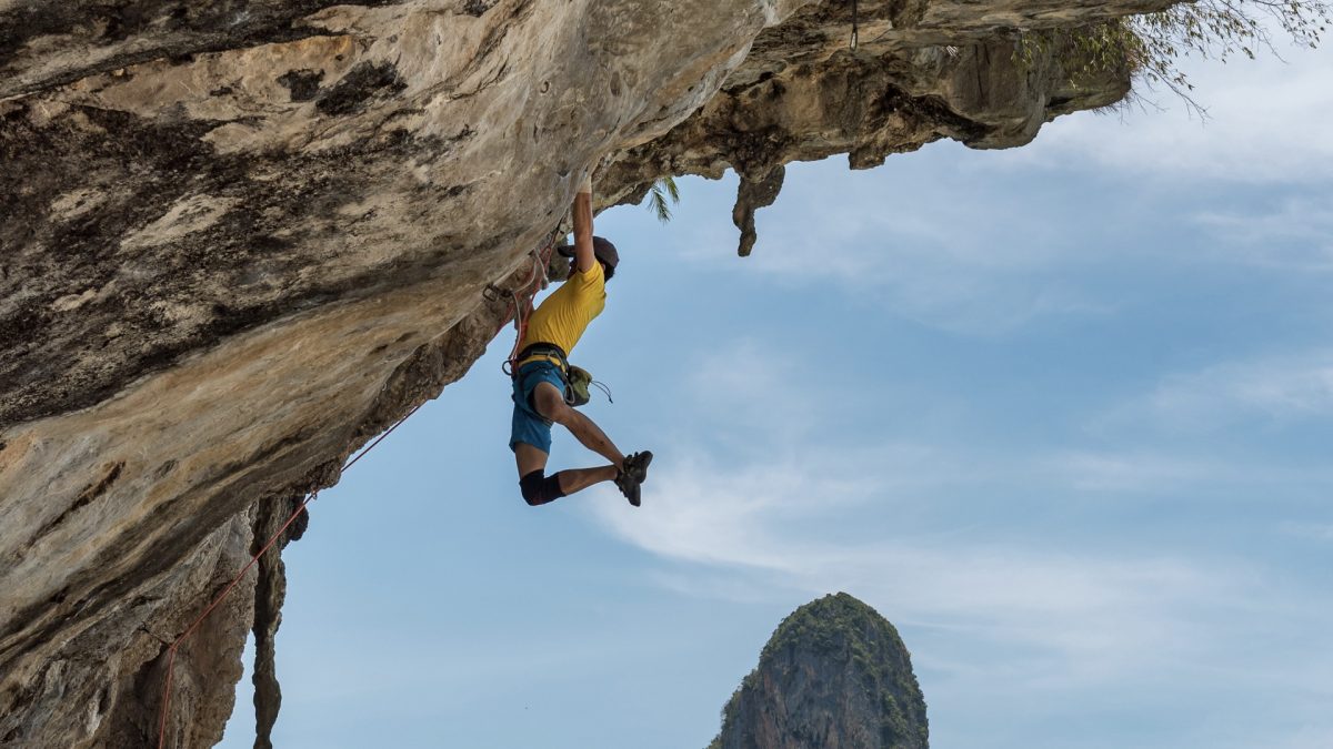 person rock-climbing