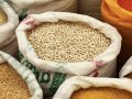 sacks of various whole grains