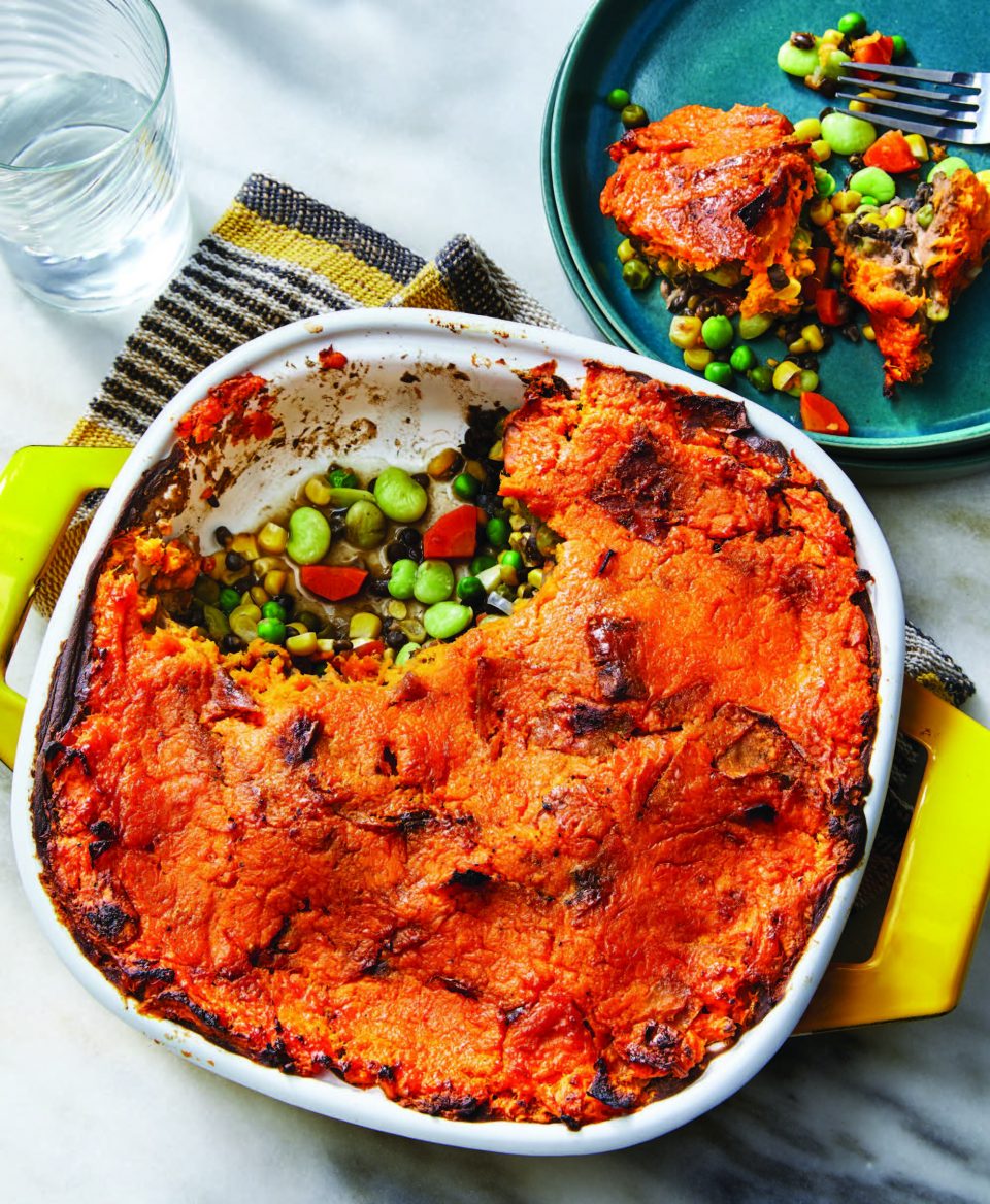 baking dish and plate with cottage pie