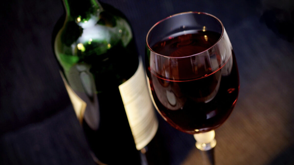 Red wine and bottle