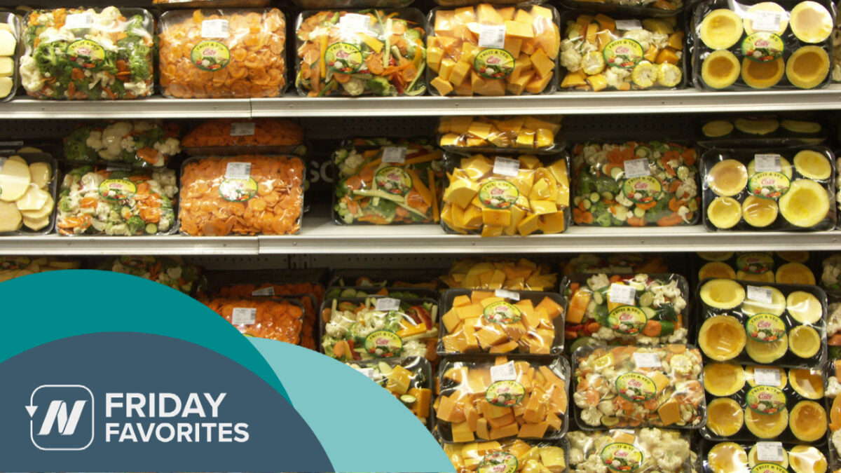 Store shelf of pre-cut vegetables