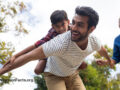 Happy grandfather with his son and grandson