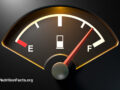 A place setting with a fuel gage in place of a plate