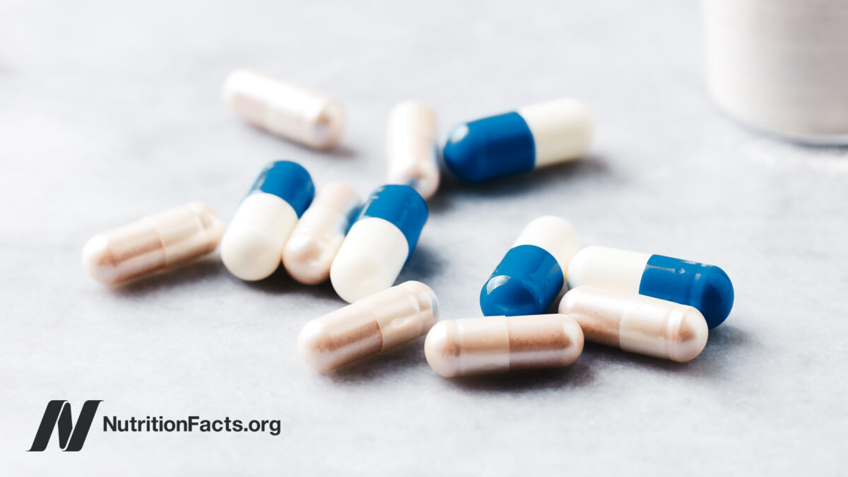Carnitine capsules on a table