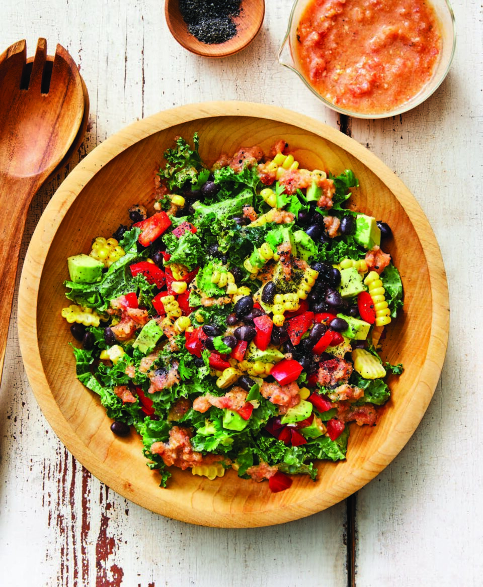 serving bowl of southwest kale salad