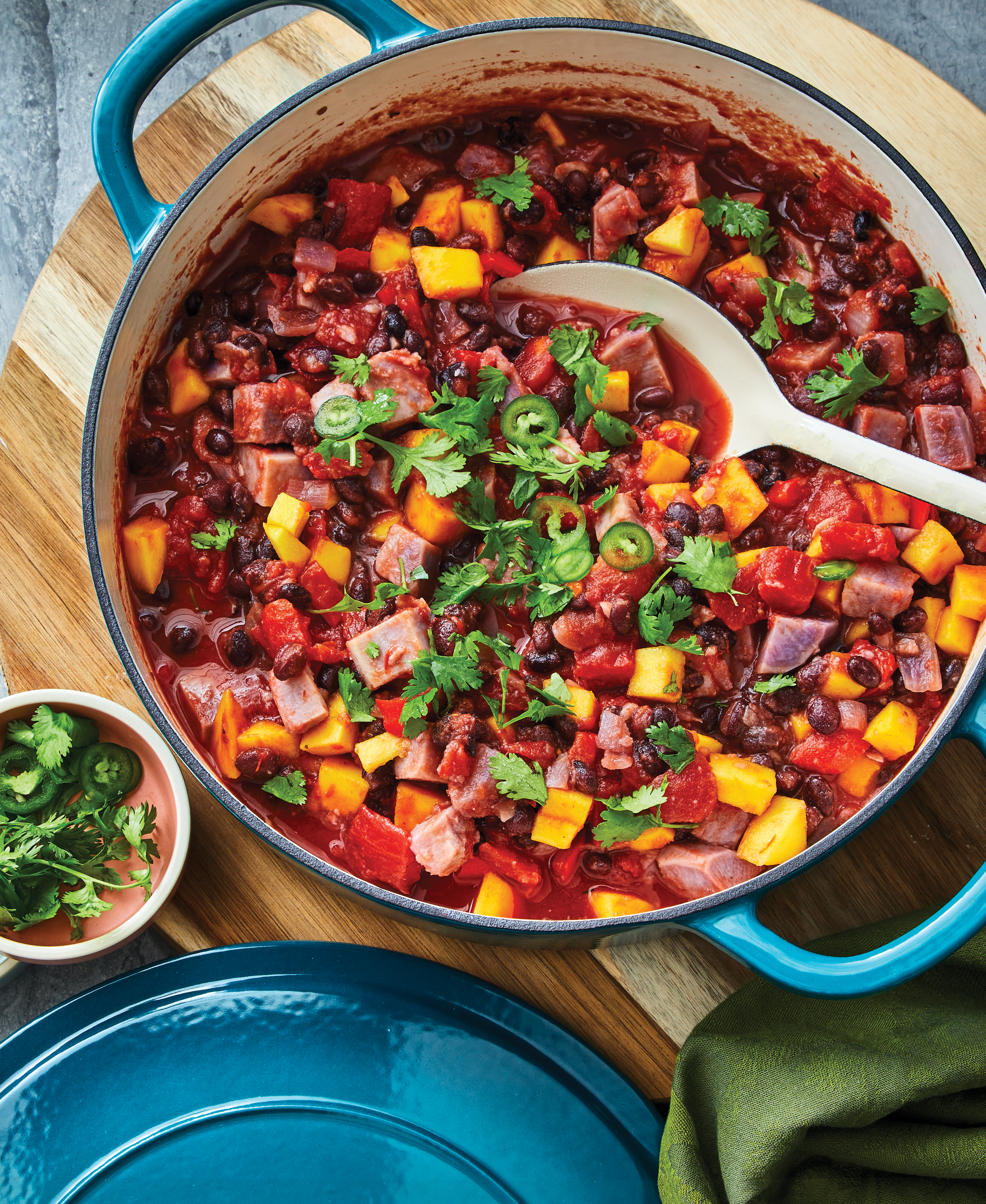 pot of black bean and vegetable stew