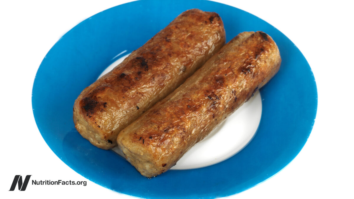 two quorn sausages on a plate