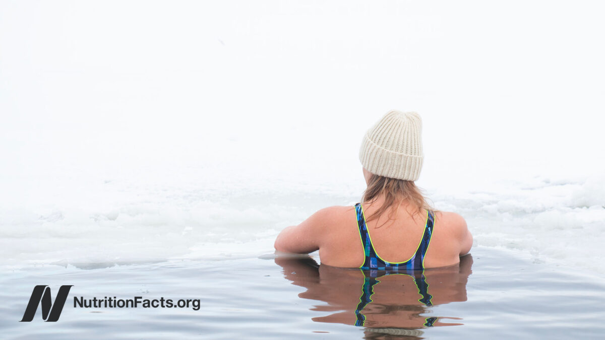 Woman in an outdoor cold body of water
