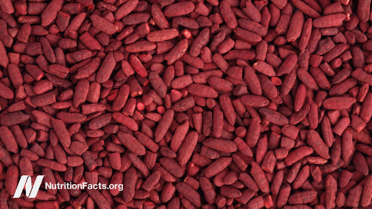 Overhead view of red yeast rice