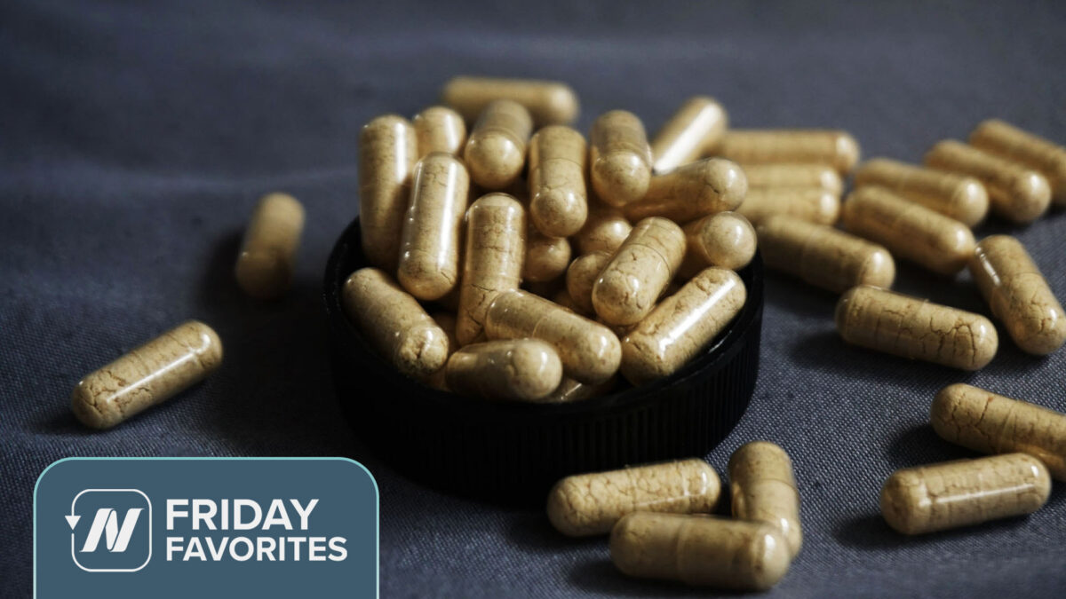 Vitamin K2 capsules in a bowl
